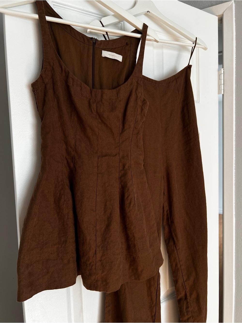 Faithfull The Brand Syna top and pant set clay brown color size 2 - Picture 4 of 5